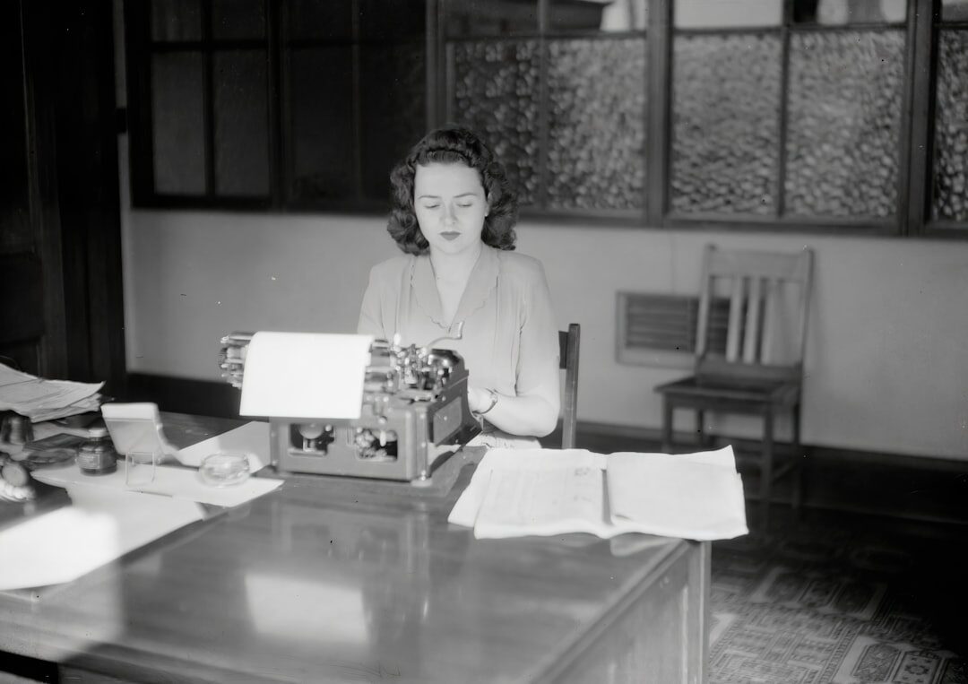 mystery writer at desk
